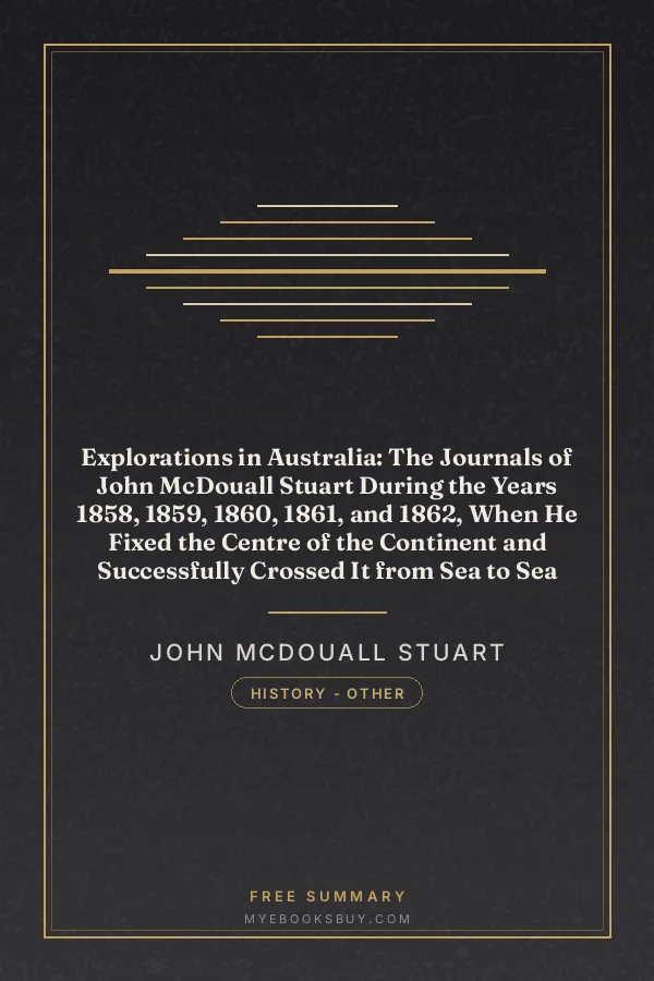 Cover of Explorations in Australia: The Journals of John McDouall Stuart During the Years 1858, 1859, 1860, 1861, and 1862, When He Fixed the Centre of the Continent and Successfully Crossed It from Sea to Sea