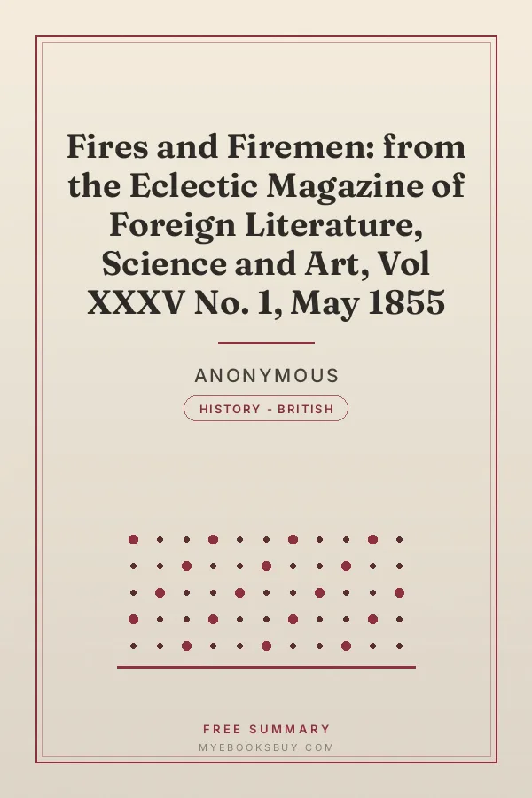 Cover of Fires and Firemen: from the Eclectic Magazine of Foreign Literature, Science and Art, Vol XXXV No. 1, May 1855