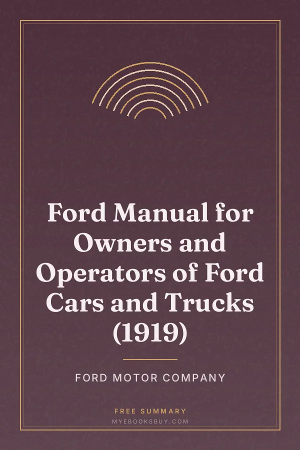 Cover of Ford Manual for Owners and Operators of Ford Cars and Trucks (1919)