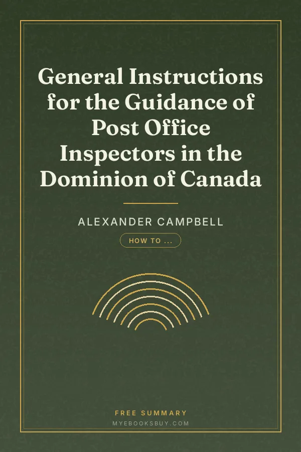 Cover of General Instructions for the Guidance of Post Office Inspectors in the Dominion of Canada