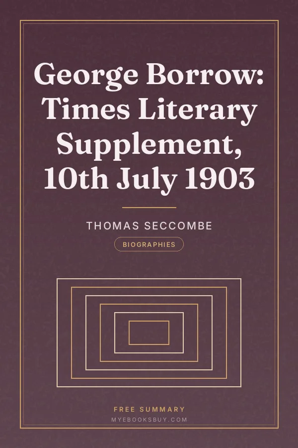 Cover of George Borrow: Times Literary Supplement, 10th July 1903