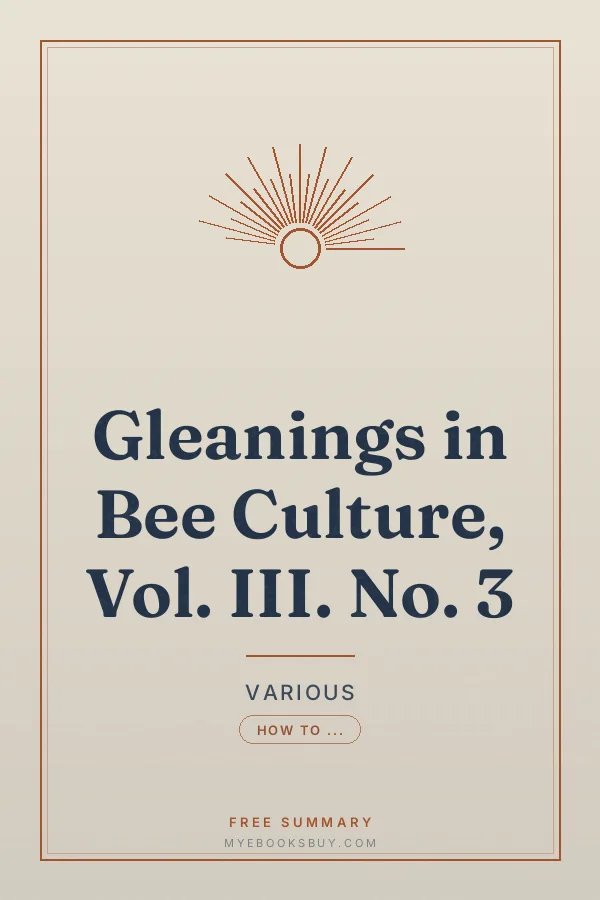 Cover of Gleanings in Bee Culture, Vol. III. No. 3