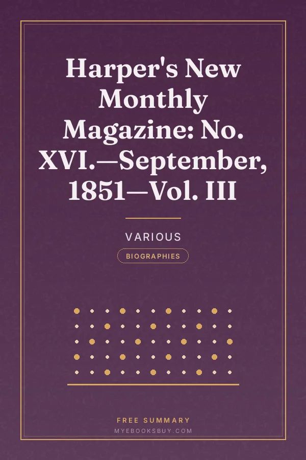 Cover of Harper's New Monthly Magazine: No. XVI.—September, 1851—Vol. III