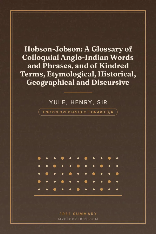Cover of Hobson-Jobson: A Glossary of Colloquial Anglo-Indian Words and Phrases, and of Kindred Terms, Etymological, Historical, Geographical and Discursive