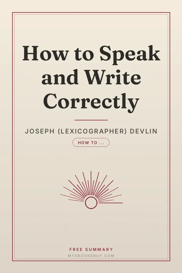 Cover of How to Speak and Write Correctly
