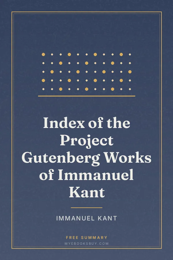 Cover of Index of the Project Gutenberg Works of Immanuel Kant