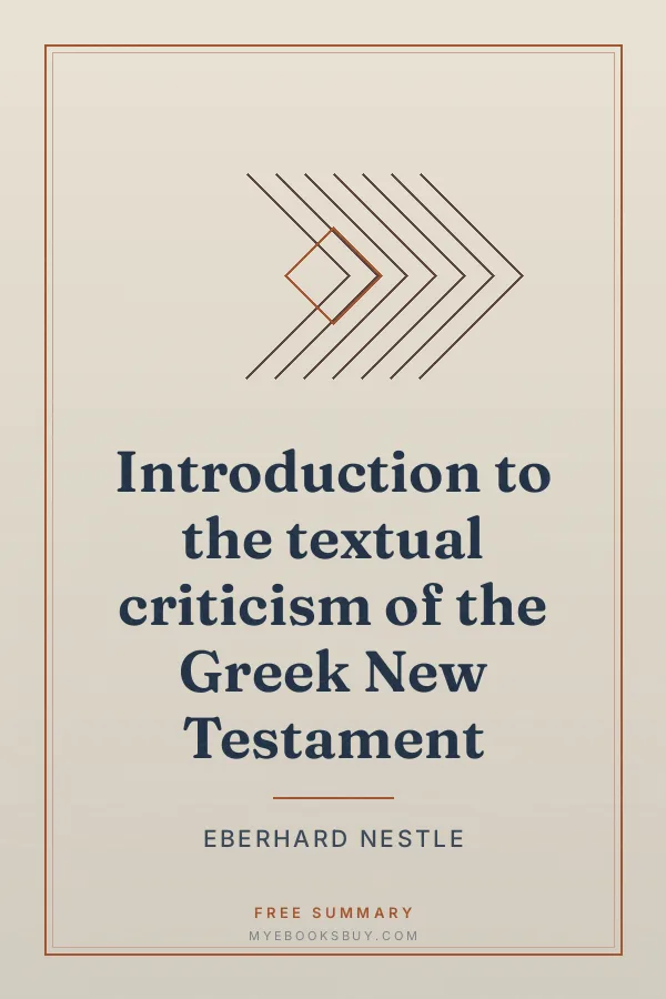 Cover of Introduction to the textual criticism of the Greek New Testament