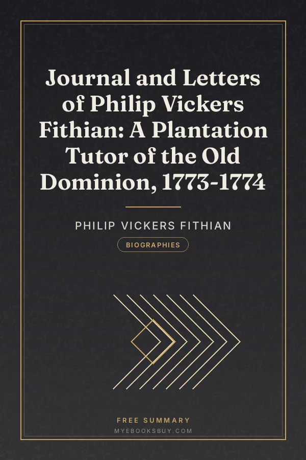 Cover of Journal and Letters of Philip Vickers Fithian: A Plantation Tutor of the Old Dominion, 1773-1774