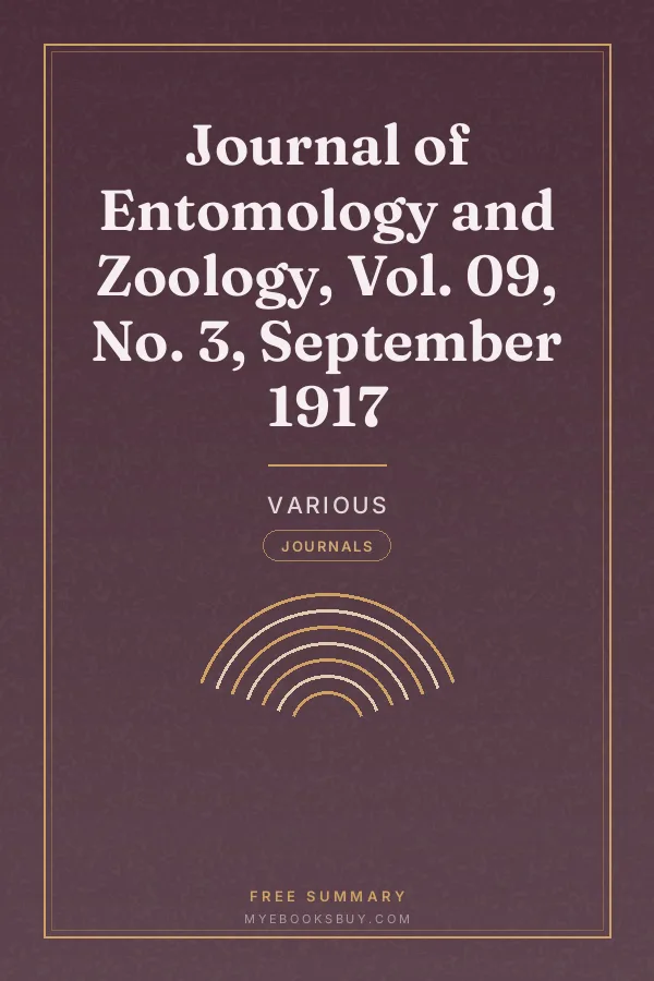 Cover of Journal of Entomology and Zoology, Vol. 09, No. 3, September 1917