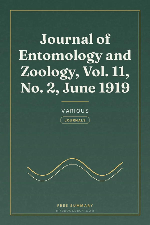 Cover of Journal of Entomology and Zoology, Vol. 11, No. 2, June 1919