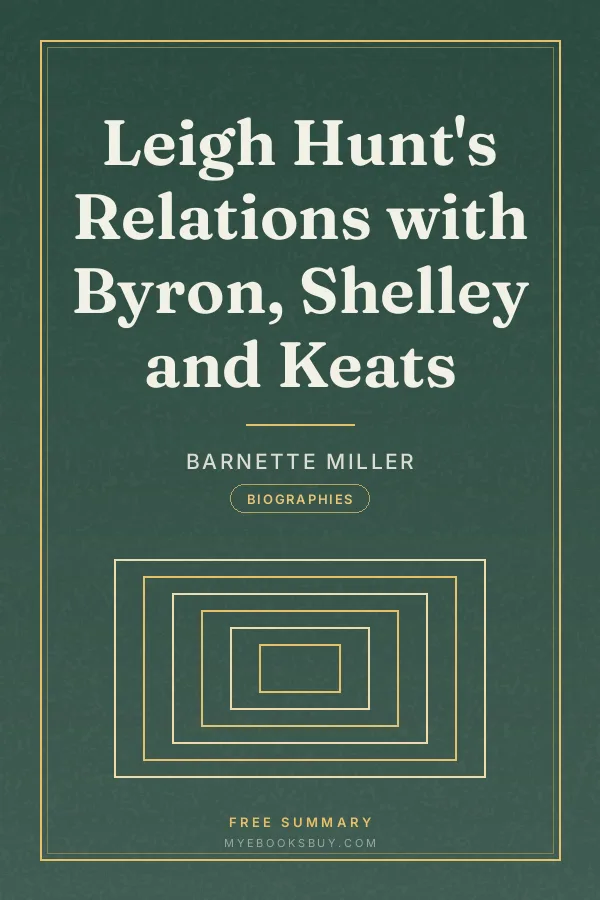 Cover of Leigh Hunt's Relations with Byron, Shelley and Keats