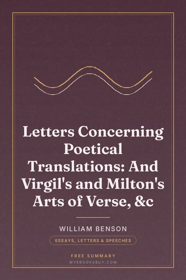 Cover of Letters Concerning Poetical Translations: And Virgil's and Milton's Arts of Verse, &c