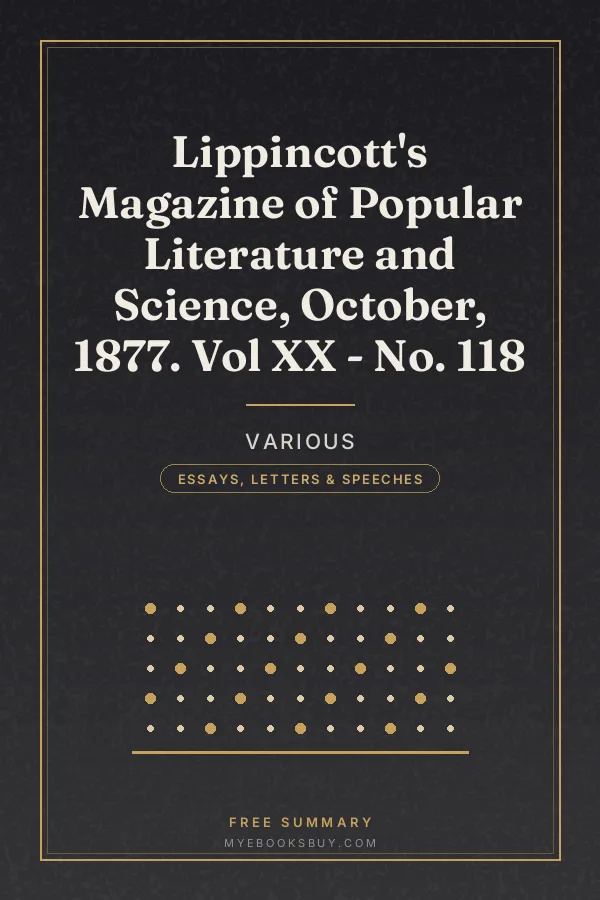 Cover of Lippincott's Magazine of Popular Literature and Science, October, 1877. Vol XX - No. 118