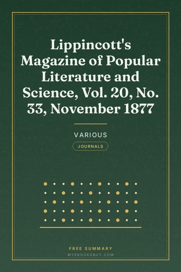 Cover of Lippincott's Magazine of Popular Literature and Science, Vol. 20, No. 33, November 1877