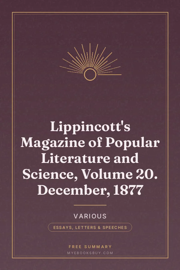 Cover of Lippincott's Magazine of Popular Literature and Science, Volume 20. December, 1877