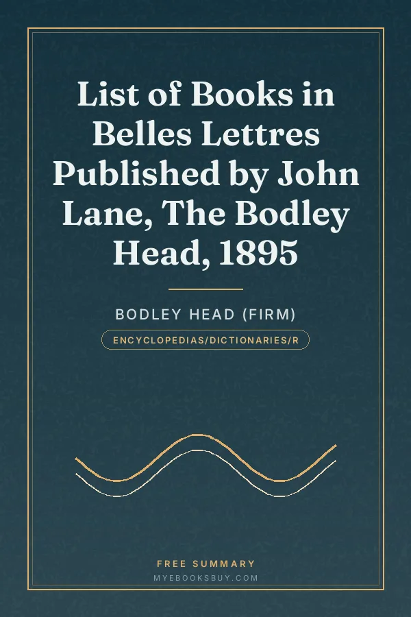 Cover of List of Books in Belles Lettres Published by John Lane, The Bodley Head, 1895