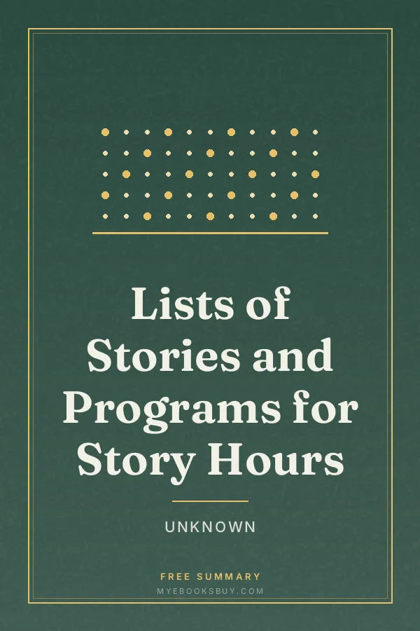 Cover of Lists of Stories and Programs for Story Hours