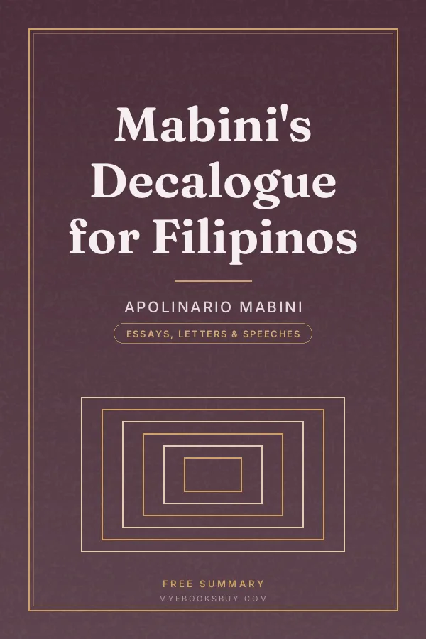 Cover of Mabini's Decalogue for Filipinos