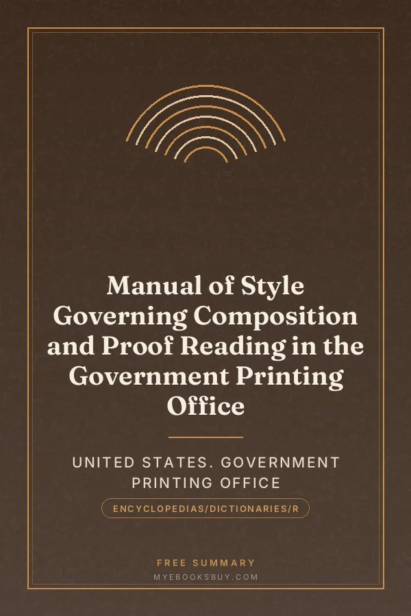 Cover of Manual of Style Governing Composition and Proof Reading in the Government Printing Office