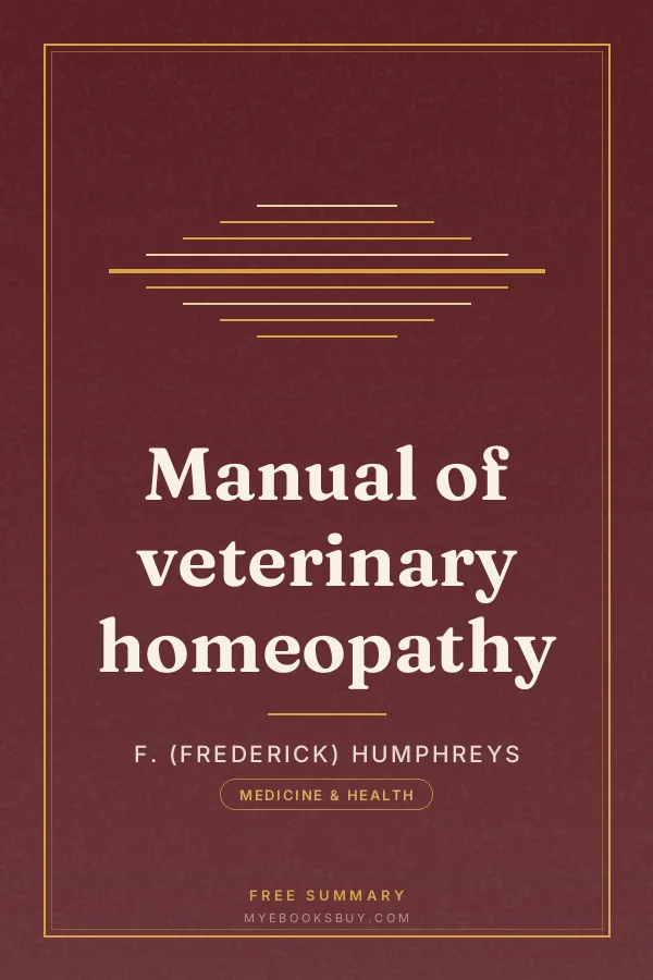 Cover of Manual of veterinary homeopathy