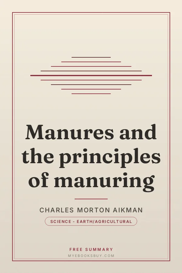 Cover of Manures and the principles of manuring