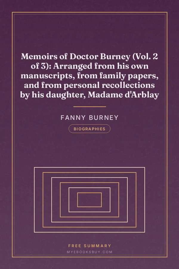 Cover of Memoirs of Doctor Burney (Vol. 2 of 3): Arranged from his own manuscripts, from family papers, and from personal recollections by his daughter, Madame d'Arblay