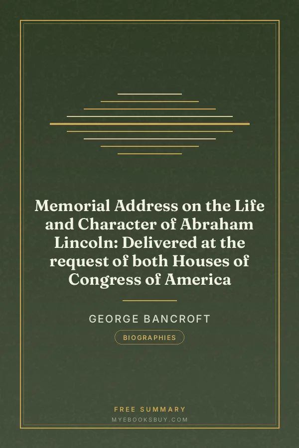 Cover of Memorial Address on the Life and Character of Abraham Lincoln: Delivered at the request of both Houses of Congress of America
