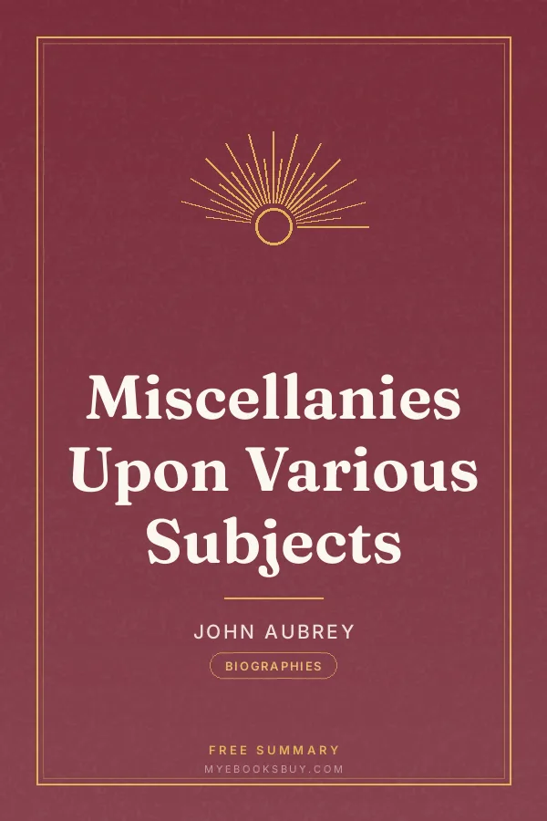 Cover of Miscellanies Upon Various Subjects