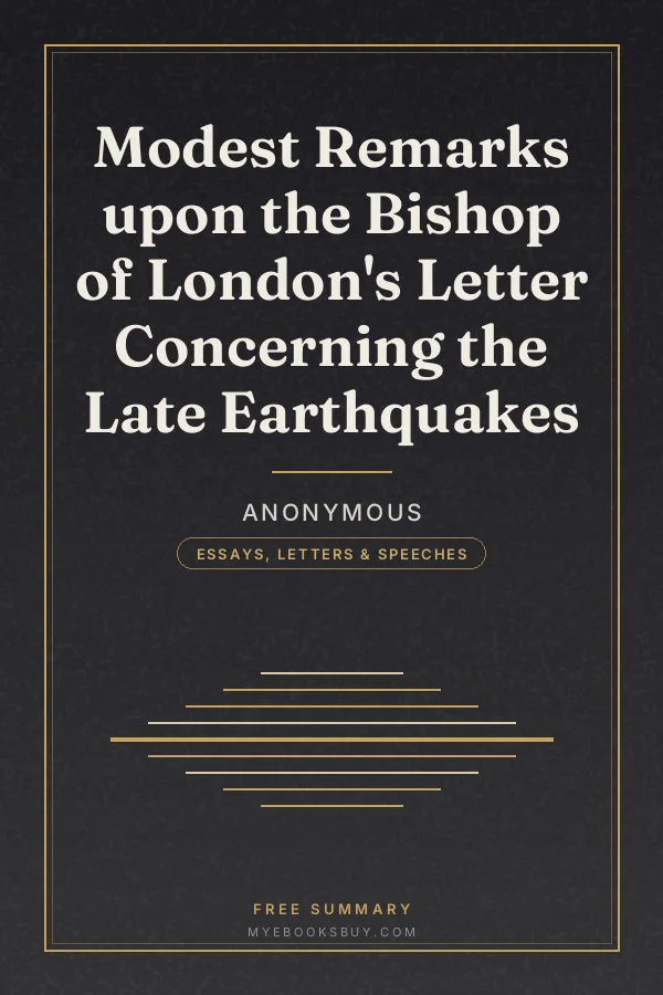 Cover of Modest Remarks upon the Bishop of London's Letter Concerning the Late Earthquakes