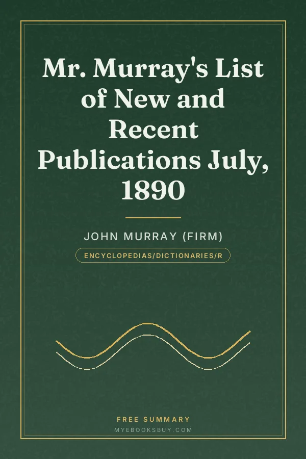 Cover of Mr. Murray's List of New and Recent Publications July, 1890