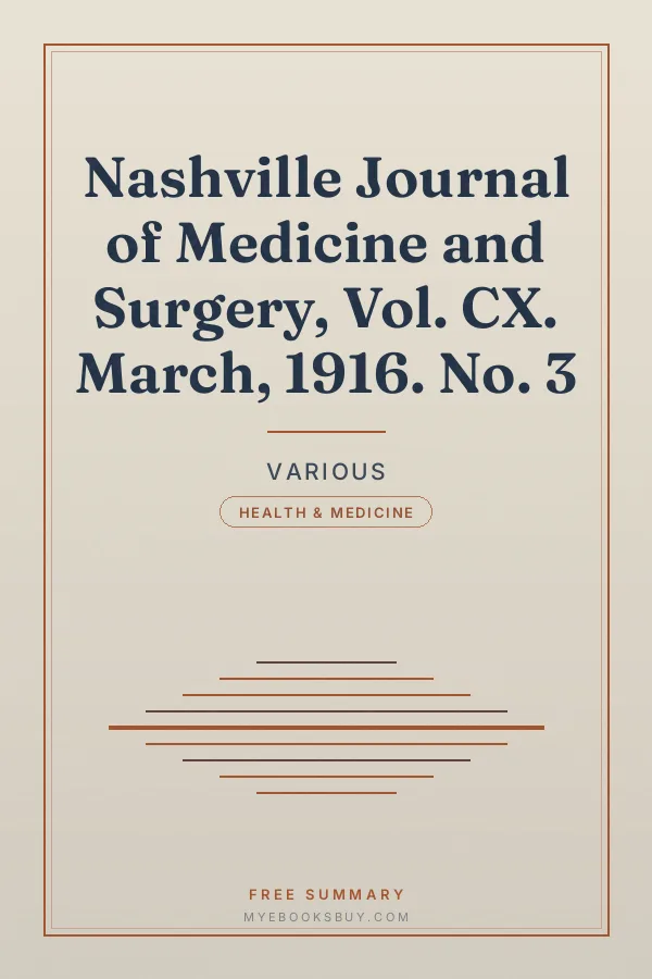 Cover of Nashville Journal of Medicine and Surgery, Vol. CX. March, 1916. No. 3