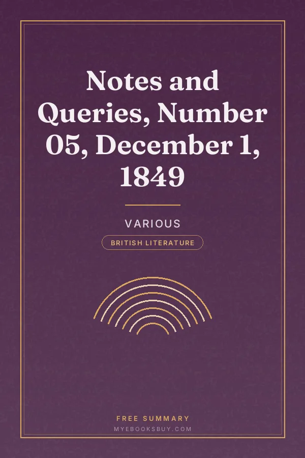 Cover of Notes and Queries, Number 05, December 1, 1849