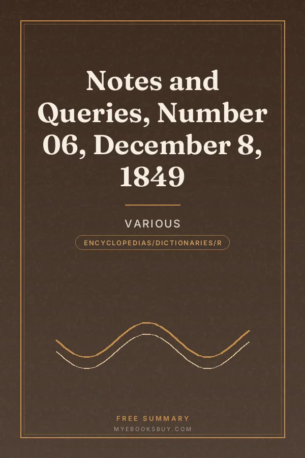 Cover of Notes and Queries, Number 06, December 8, 1849