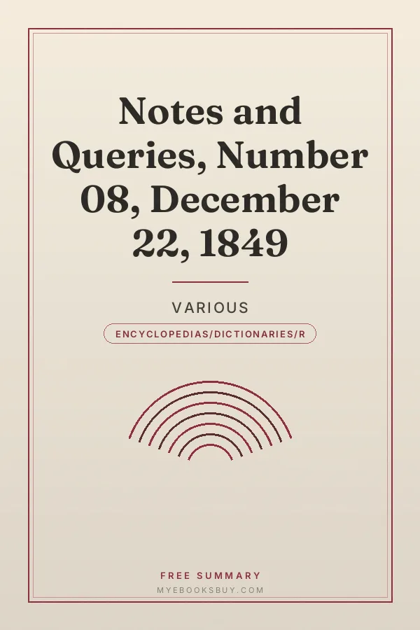 Cover of Notes and Queries, Number 08, December 22, 1849