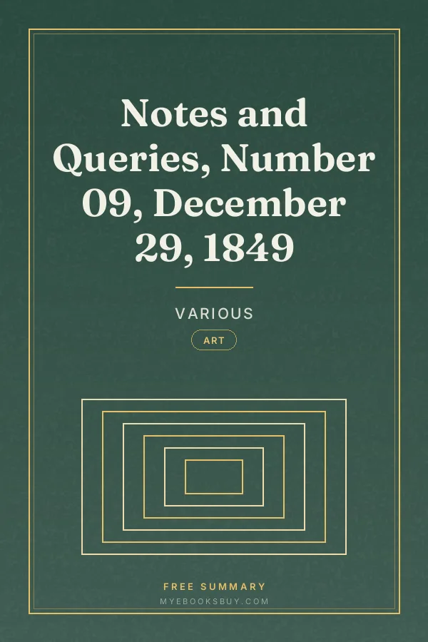 Cover of Notes and Queries, Number 09, December 29, 1849