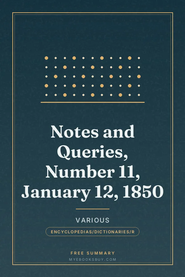 Cover of Notes and Queries, Number 11, January 12, 1850