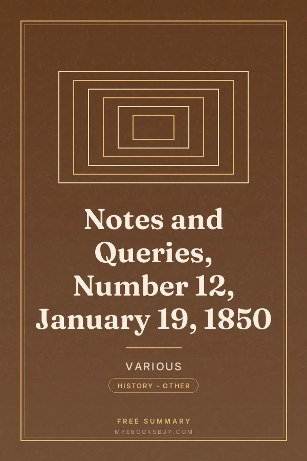 Cover of Notes and Queries, Number 12, January 19, 1850