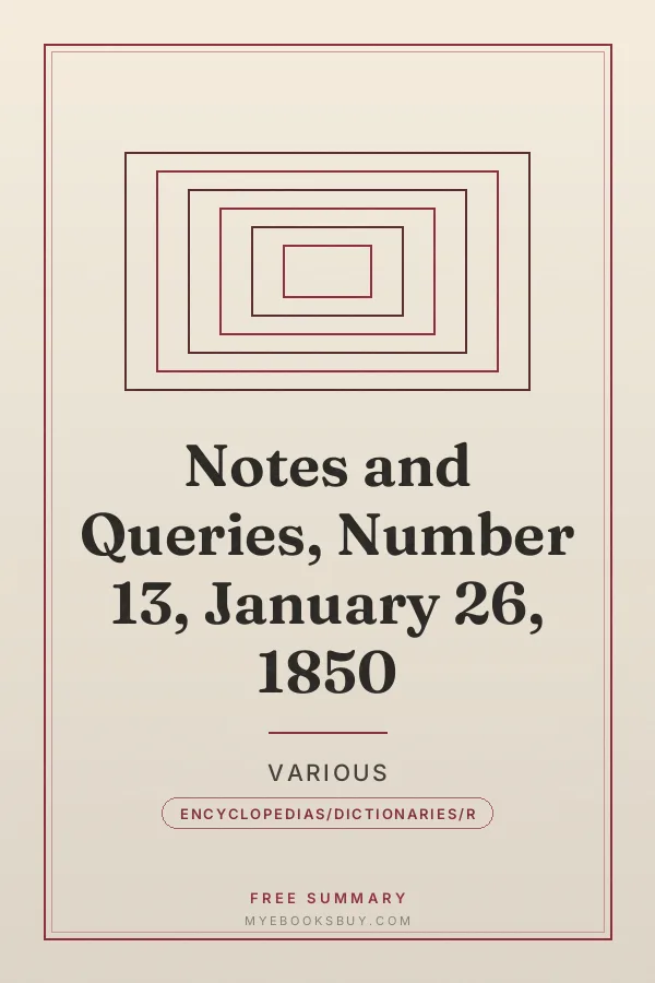 Cover of Notes and Queries, Number 13, January 26, 1850