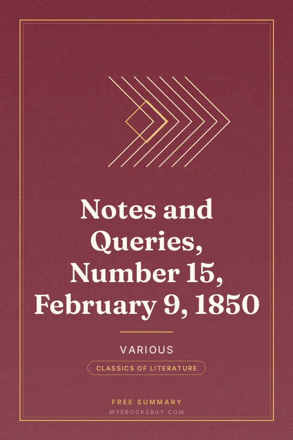 Cover of Notes and Queries, Number 15, February 9, 1850