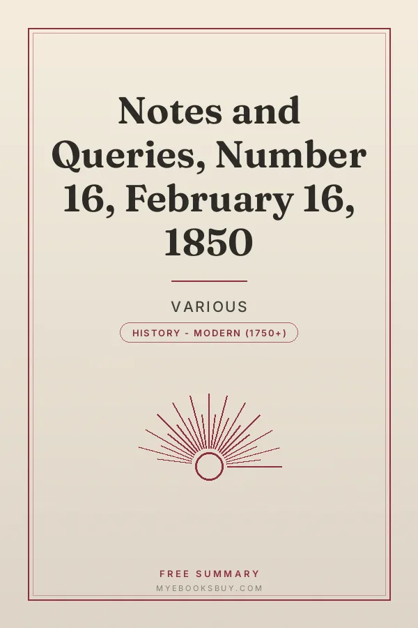 Cover of Notes and Queries, Number 16, February 16, 1850