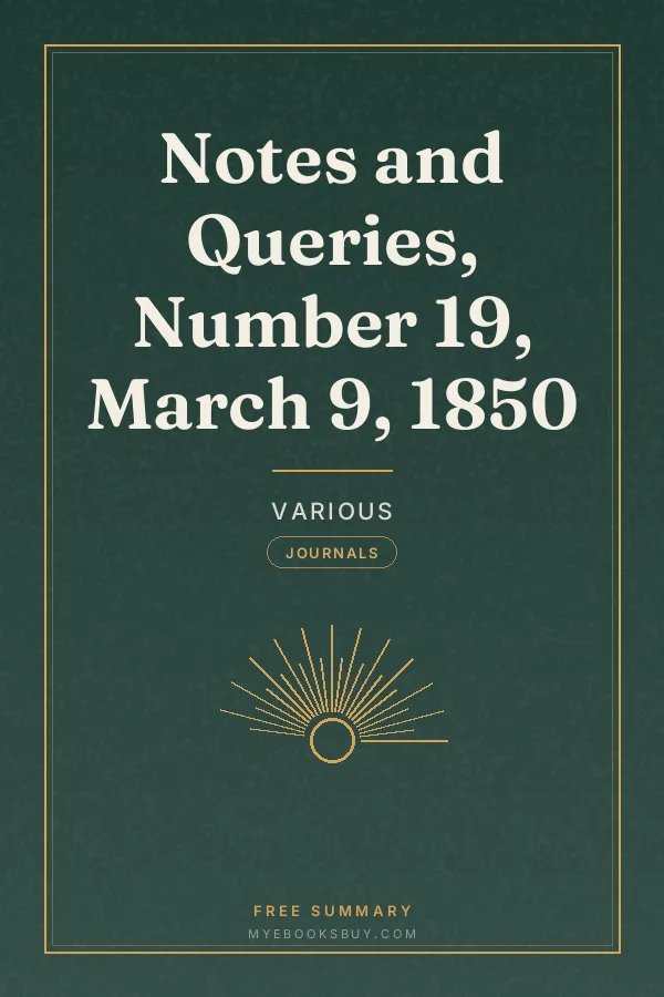Cover of Notes and Queries, Number 19, March 9, 1850