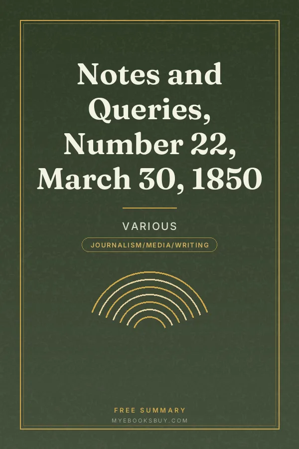 Cover of Notes and Queries, Number 22, March 30, 1850