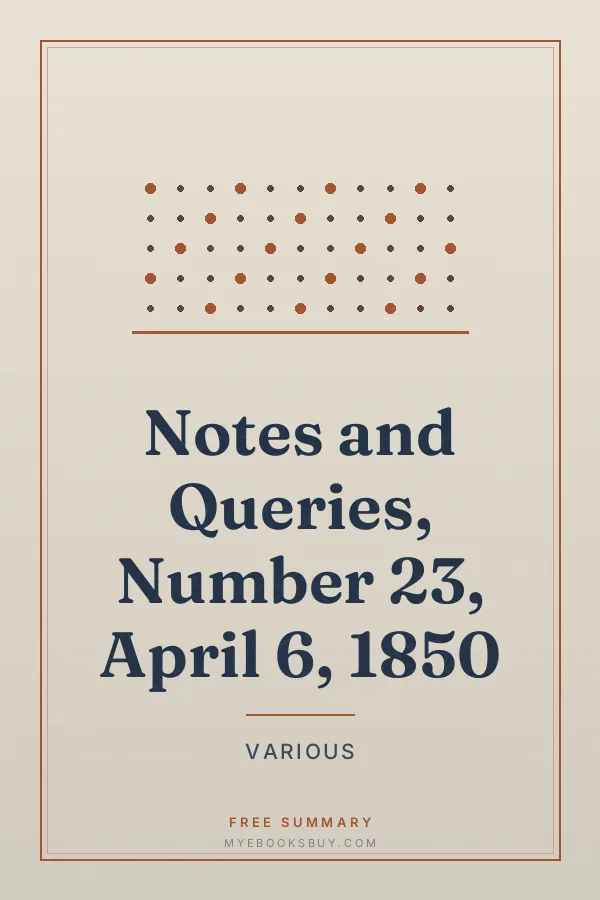Cover of Notes and Queries, Number 23, April 6, 1850