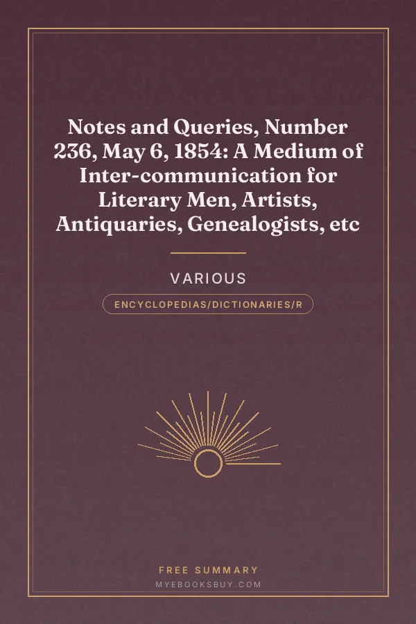 Cover of Notes and Queries, Number 236, May 6, 1854: A Medium of Inter-communication for Literary Men, Artists, Antiquaries, Genealogists, etc