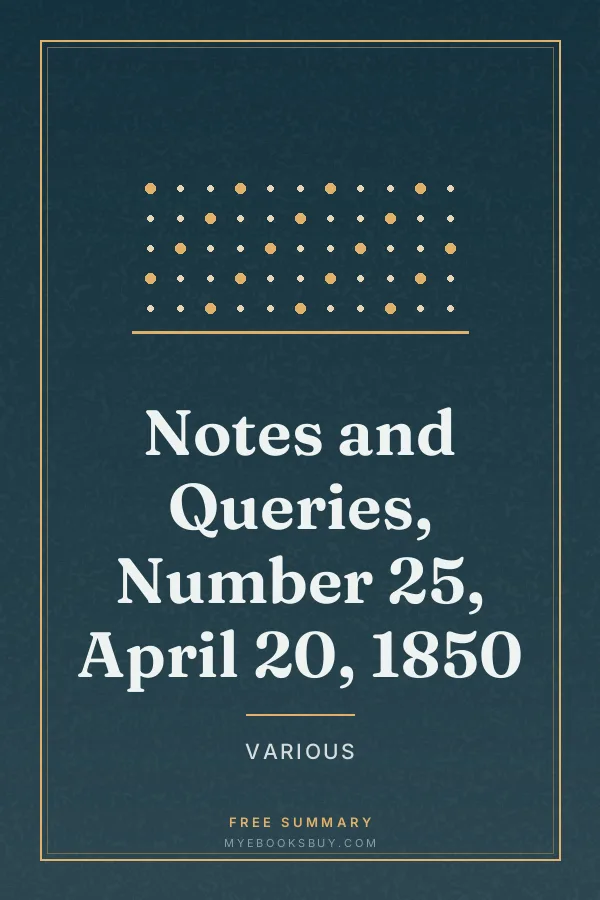 Cover of Notes and Queries, Number 25, April 20, 1850