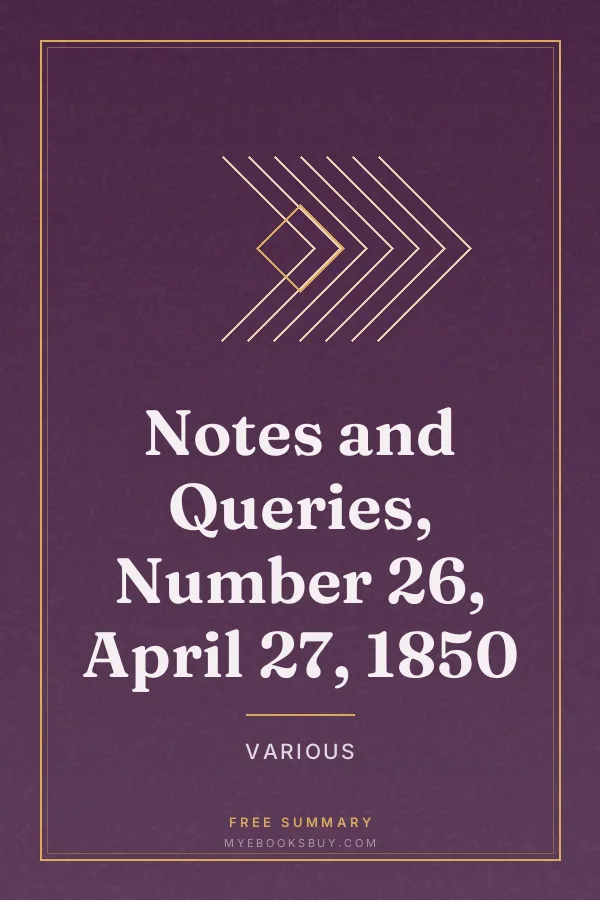 Cover of Notes and Queries, Number 26, April 27, 1850
