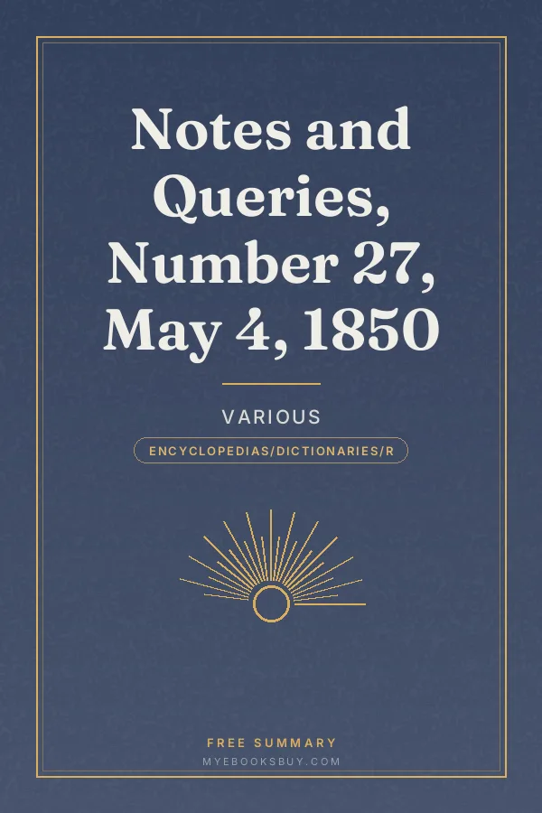 Cover of Notes and Queries, Number 27, May 4, 1850