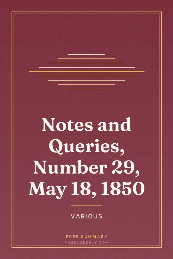 Cover of Notes and Queries, Number 29, May 18, 1850