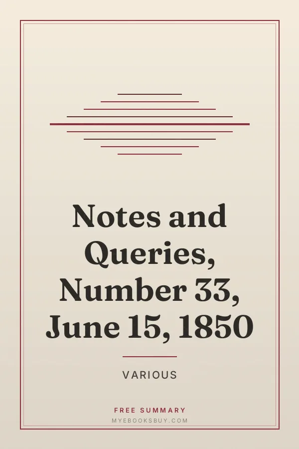 Cover of Notes and Queries, Number 33, June 15, 1850