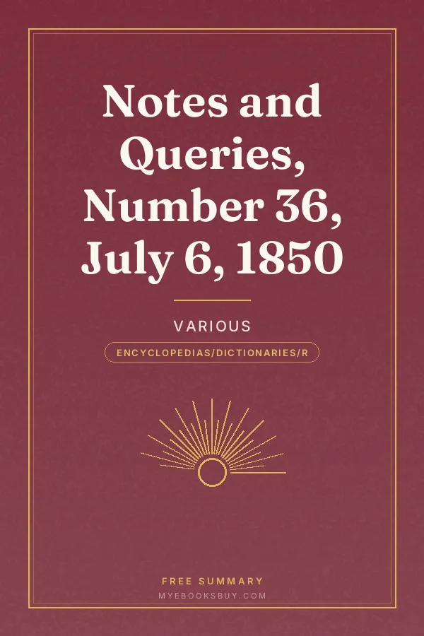 Cover of Notes and Queries, Number 36, July 6, 1850
